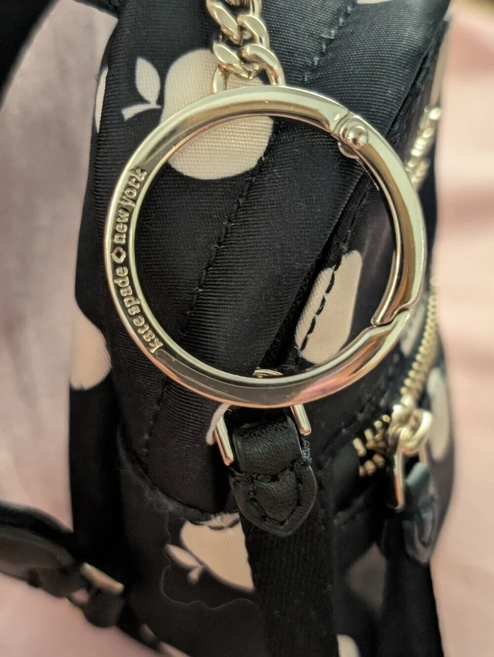 Kate Spade Set ♠️ Apple Print Chelsea Medium Black Backpack & micro Bag Charm